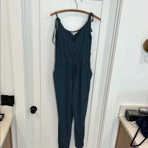 BCBGeneration Blue Jumpsuit with Relaxed Fit and Elastic Waist